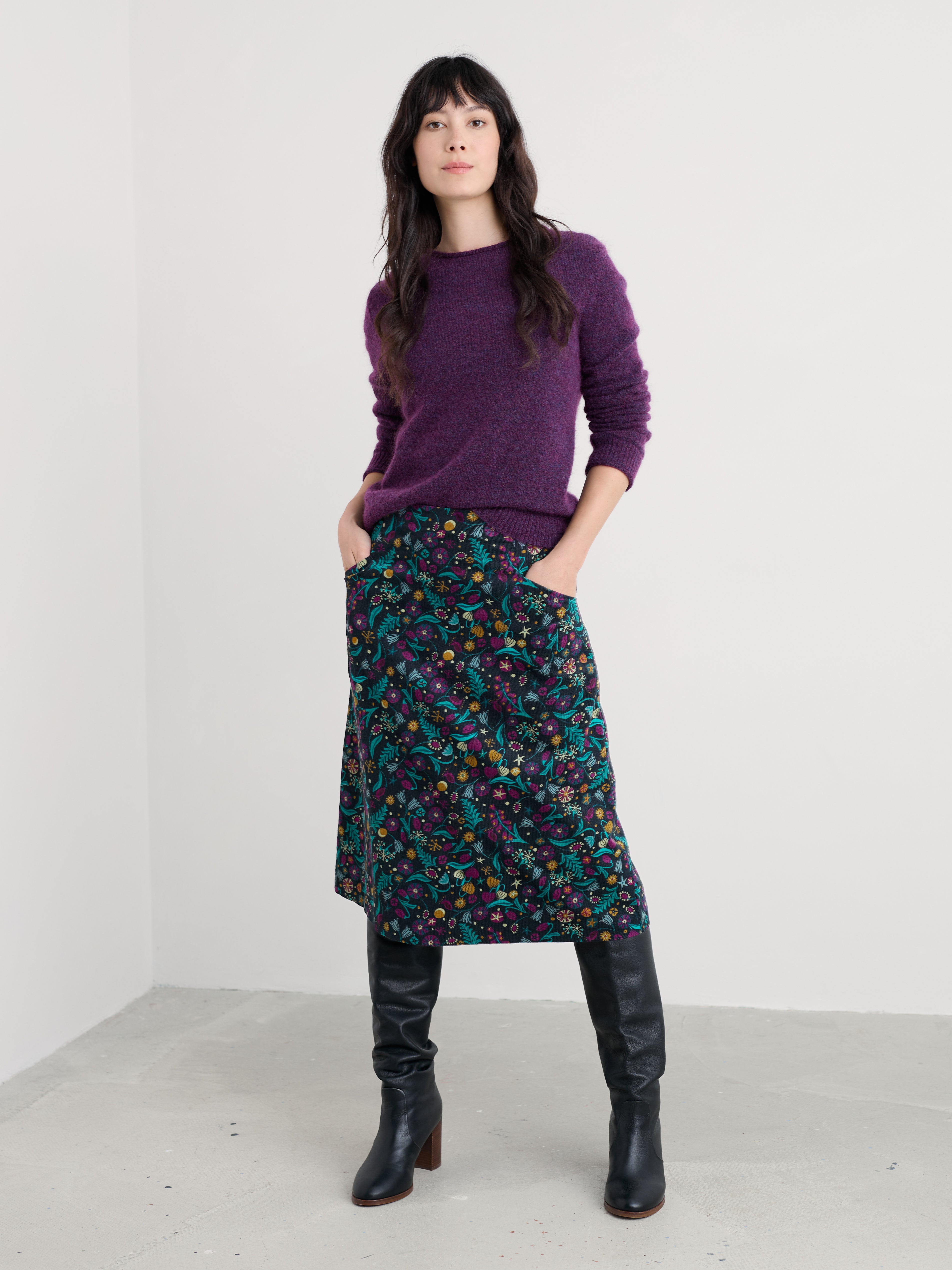 Seasalt Forest View Skirt Illuminated Garden Onyx