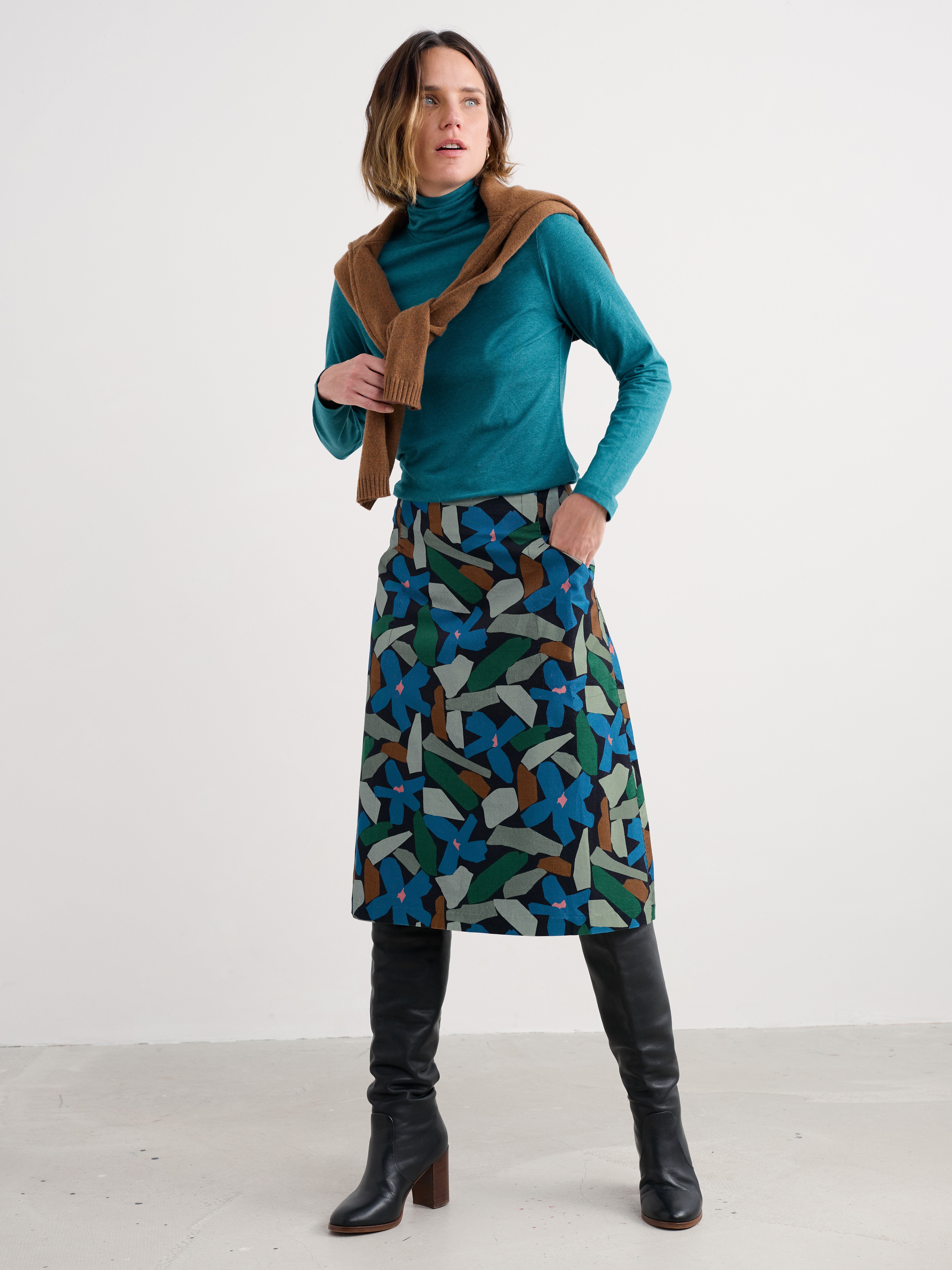 Seasalt Forest View Skirt Zennor Flower Onyx
