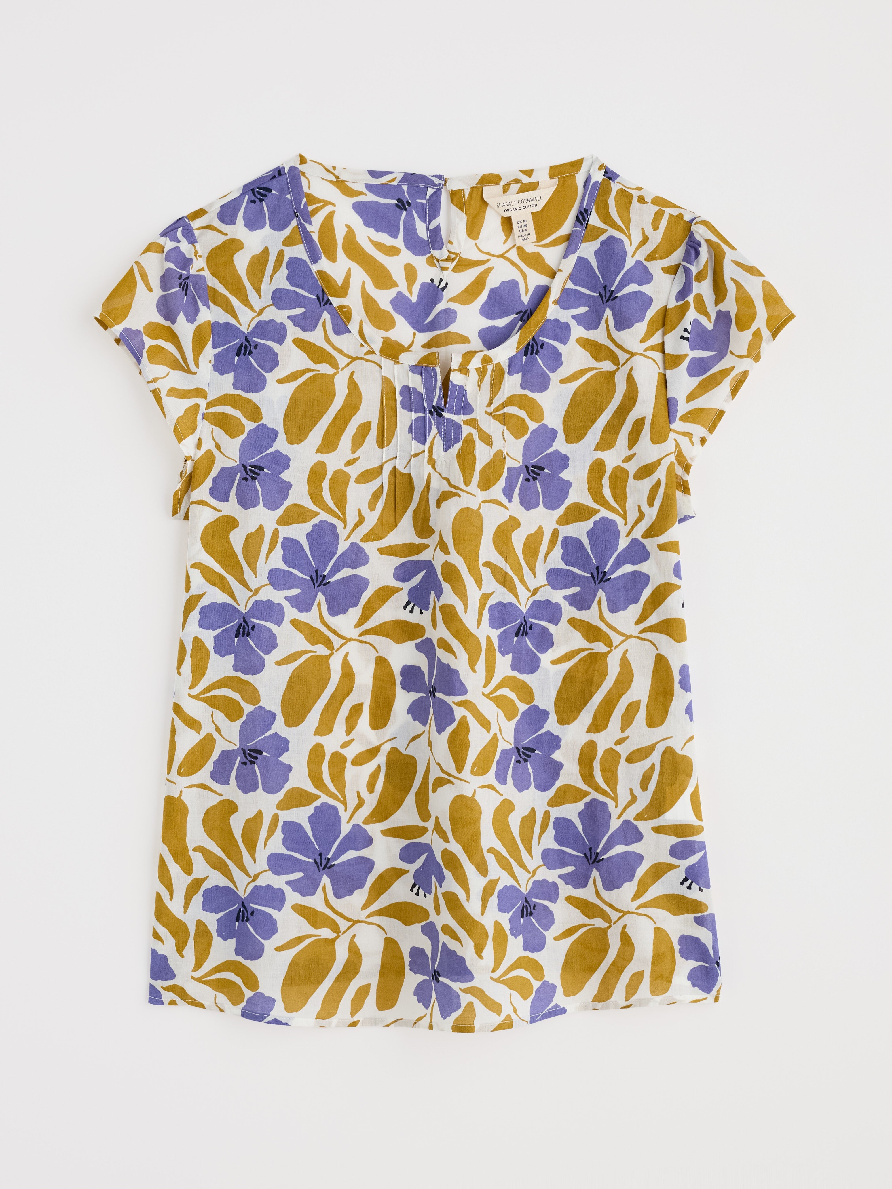Seasalt Garden Gate Top II Leafy Floral Chalk Pear