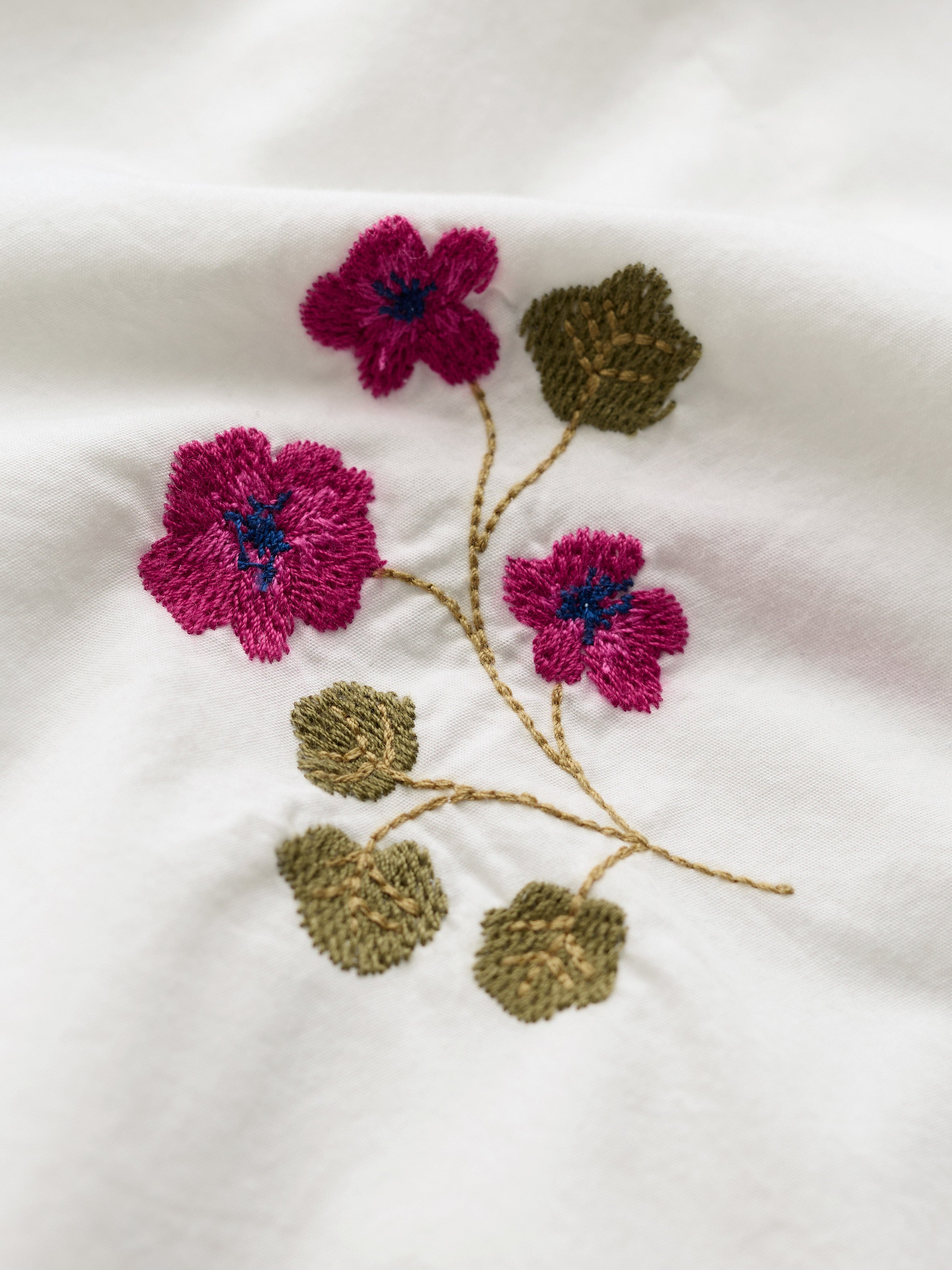 Seasalt Grace Embroidered Top Organic Cotton Poplin Flora Embroidery Chalk