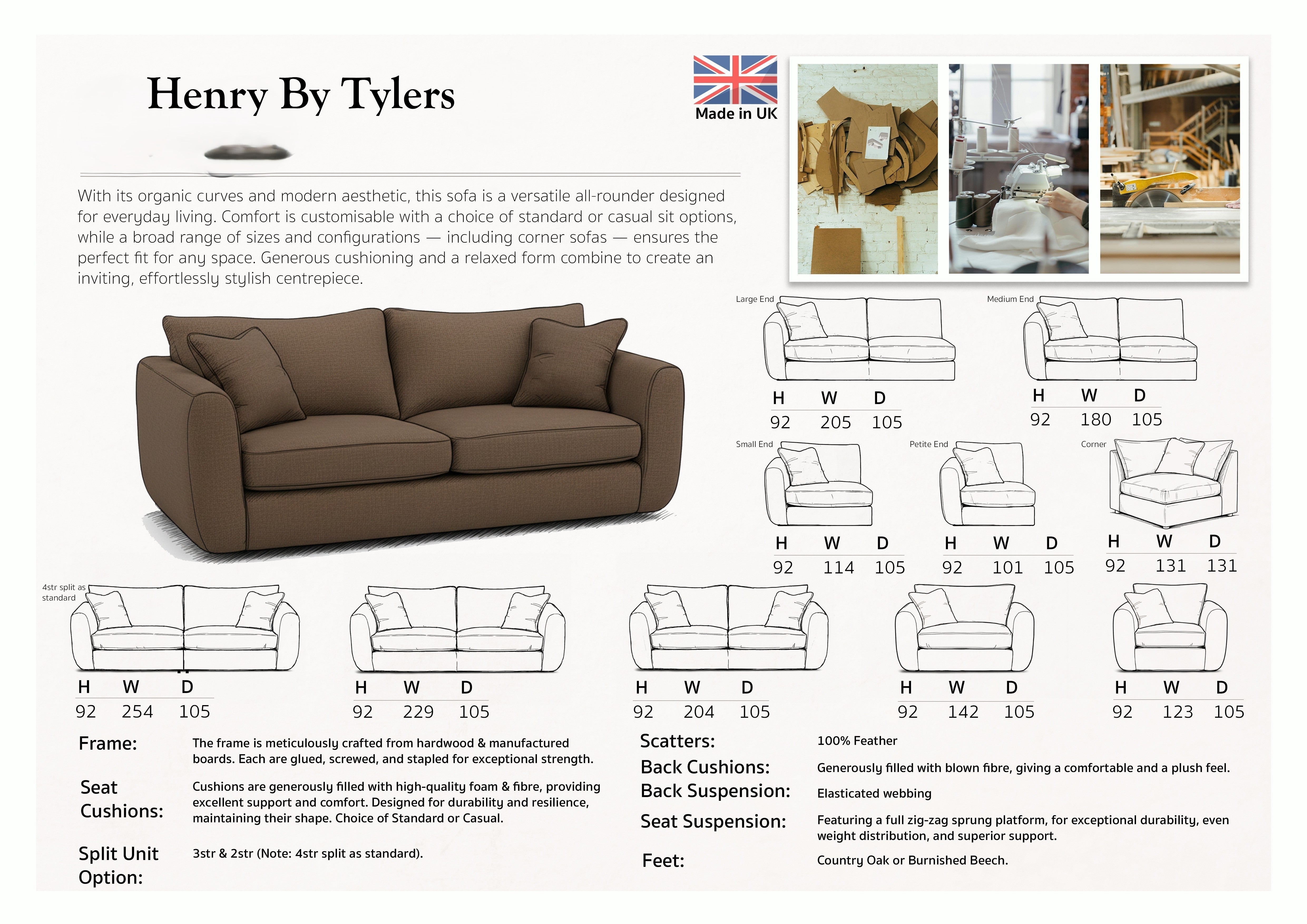 Henry 4 Seat Split Sofa