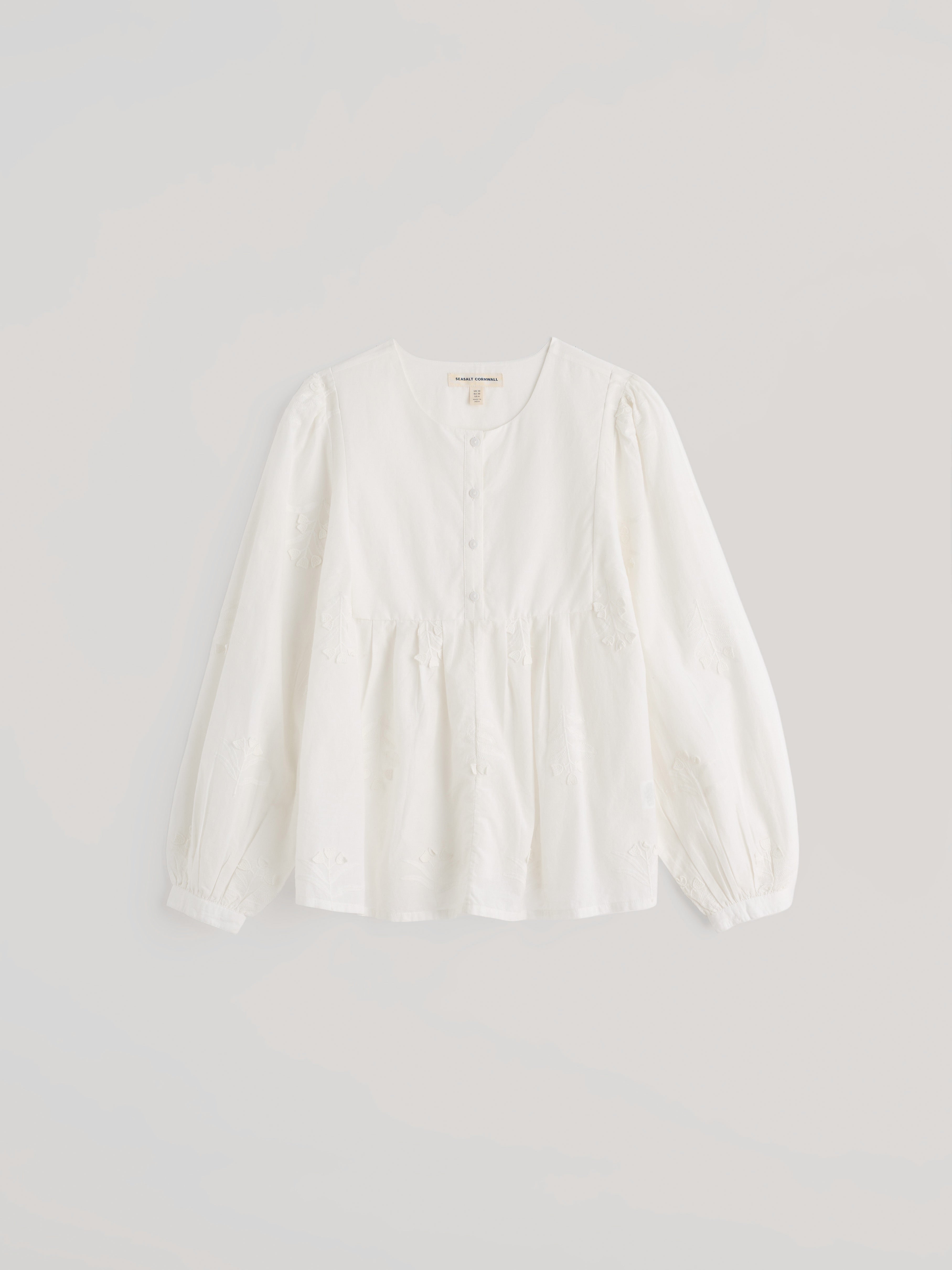 Seasalt High Woods Embroidered Shirt Stitched Stems Salt