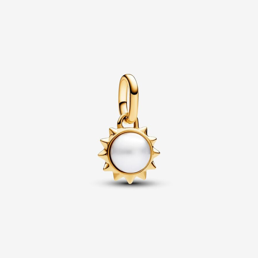 Pandora Me Sun Gold Plated mini dangle with treated white  Freshwater pearl