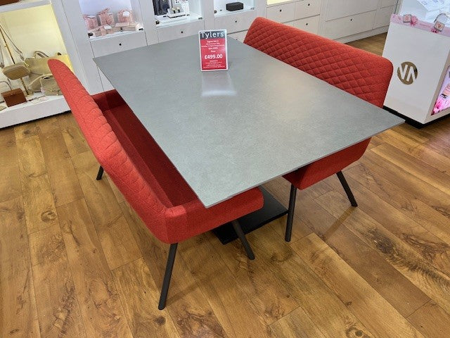 Sigma 160 cm Ceramic Grey Table & 2 Orange Benches Limited Stock