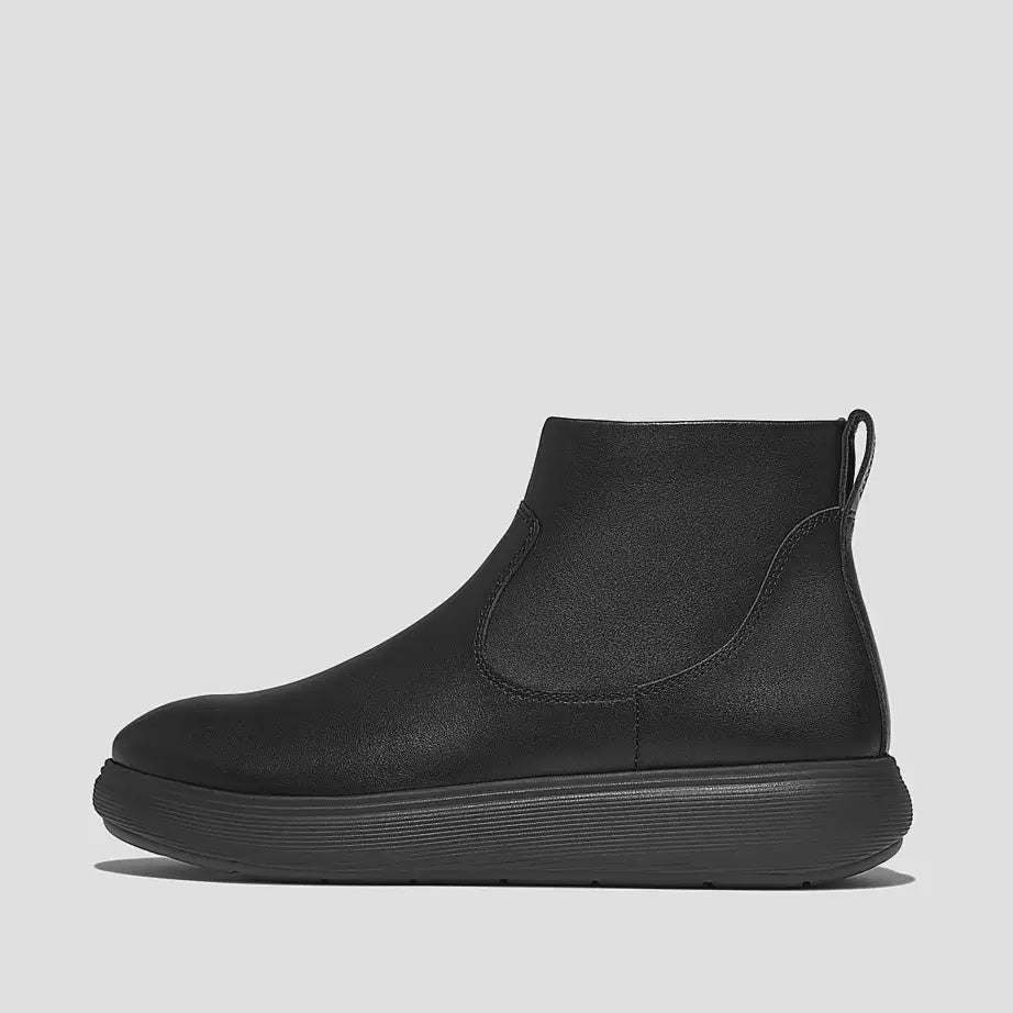 FitFlop Iq-Comff Leather Zip Ankle Boots All Black