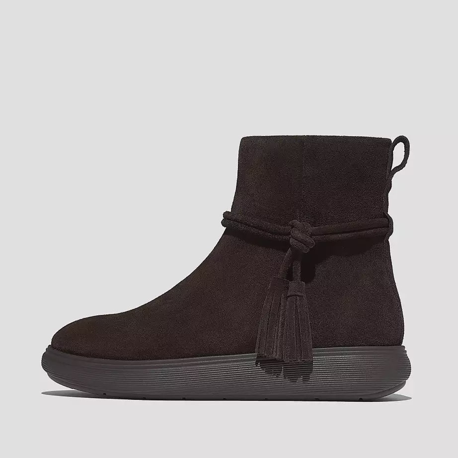FitFlop Iq-Comff Tassel Suede Short Boots Chocolate Brown