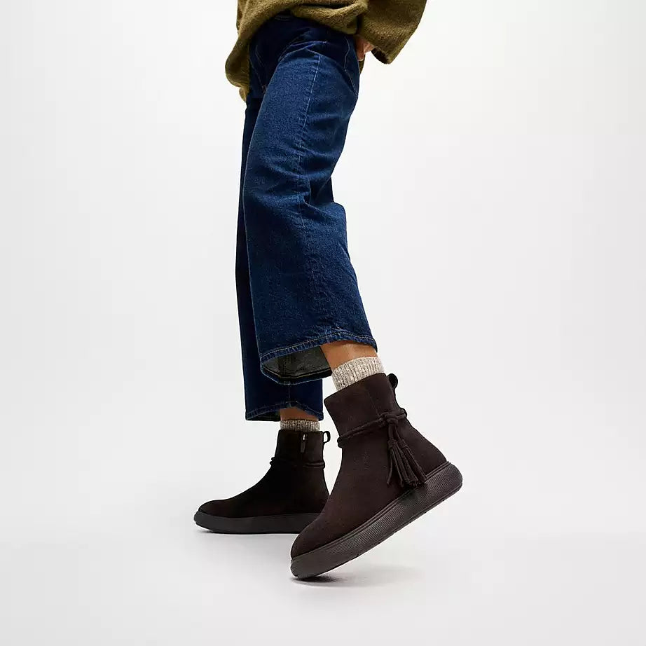 FitFlop Iq-Comff Tassel Suede Short Boots Chocolate Brown