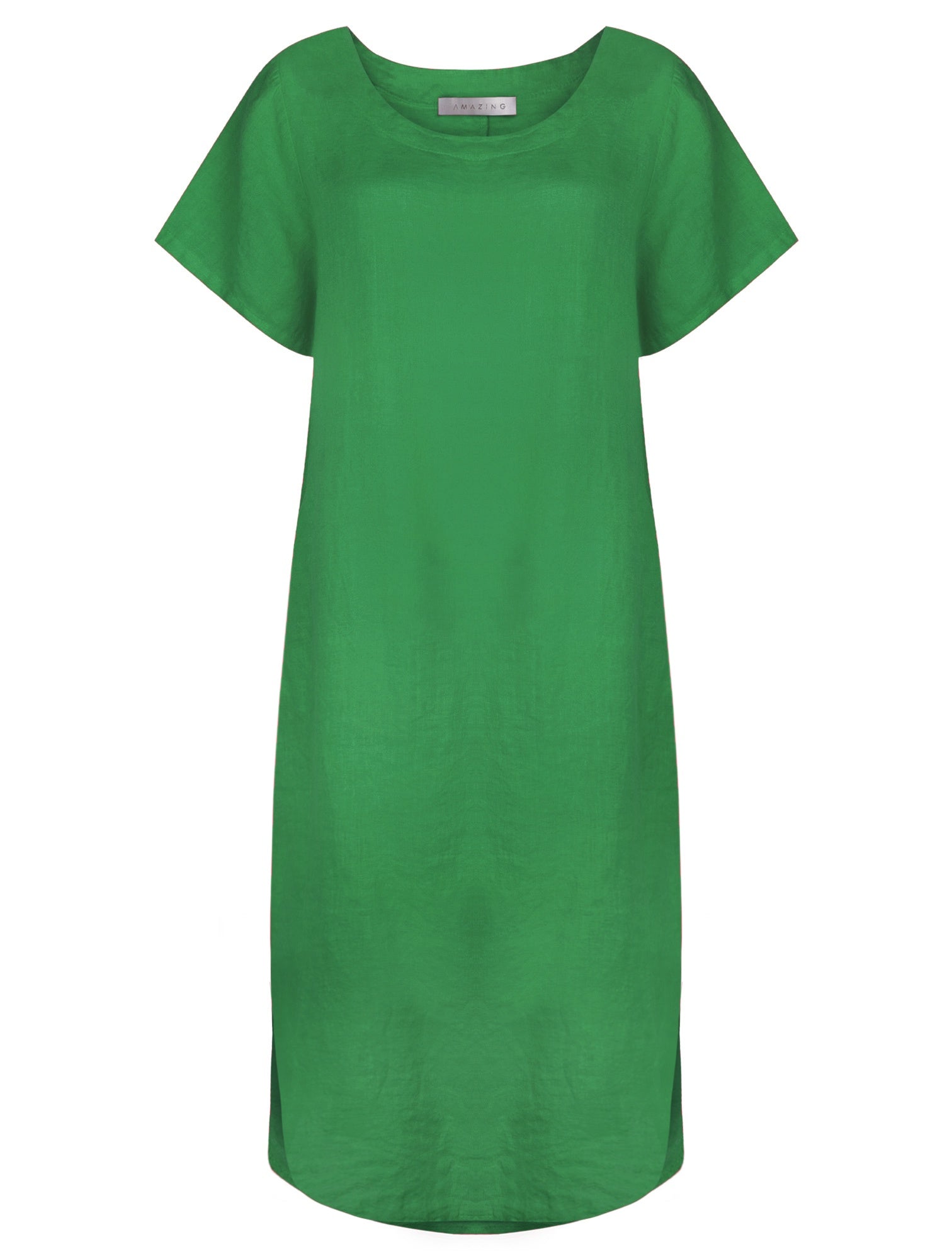 Amazing Woman Janey Linen Straight Midi Dress Verde