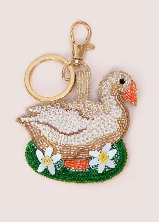 Powder Garden Goose Beaded Keychain