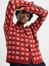Seasalt Kensa Organic Cotton Checked Cardigan Circlet Deep Rust Chalk