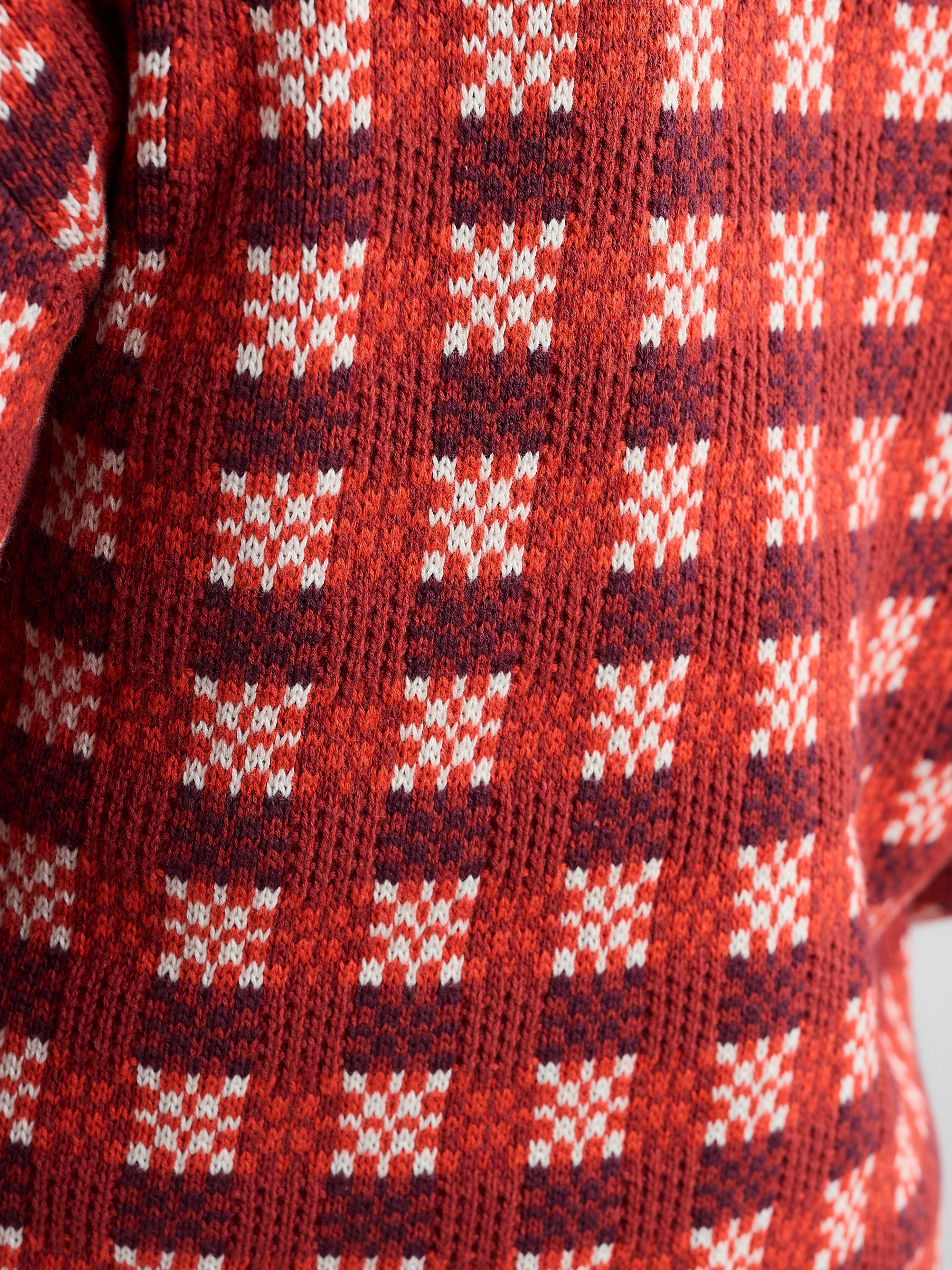 Seasalt Kensa Organic Cotton Checked Cardigan Circlet Deep Rust Chalk