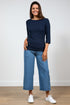 Lily & Me Monica Top 3/4 Sleeve Plain Navy