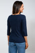 Lily & Me Monica Top 3/4 Sleeve Plain Navy