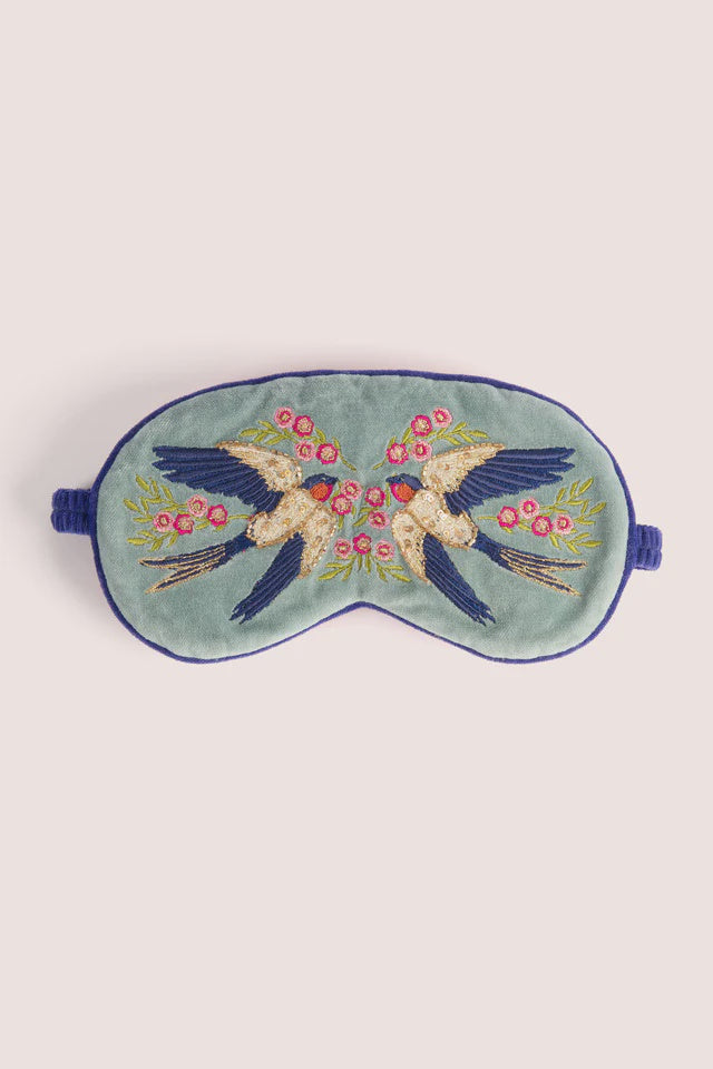 Powder Luxury Velvet Eye Mask - Swooping Swallows