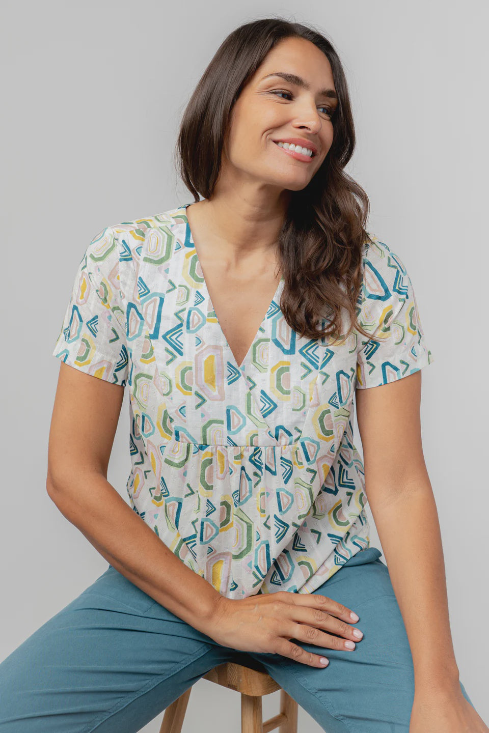 Lily & Me Myrtle Textured Organic Cotton Top Aveline White