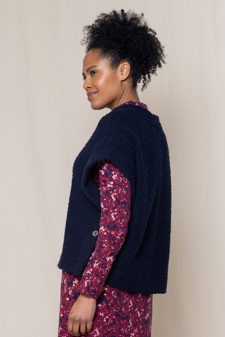 Lily & Me Tabitha Button Poncho Navy