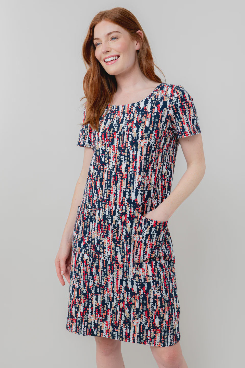 Lily & Me Calcot Stretch Jersey Pocket Dress Navy