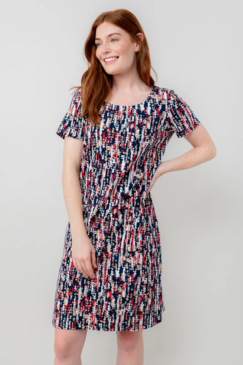 Lily & Me Calcot Stretch Jersey Pocket Dress Navy