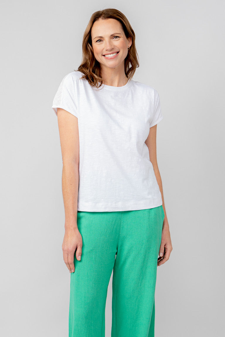 Lily & Me Vale Tee Broderie Plain White