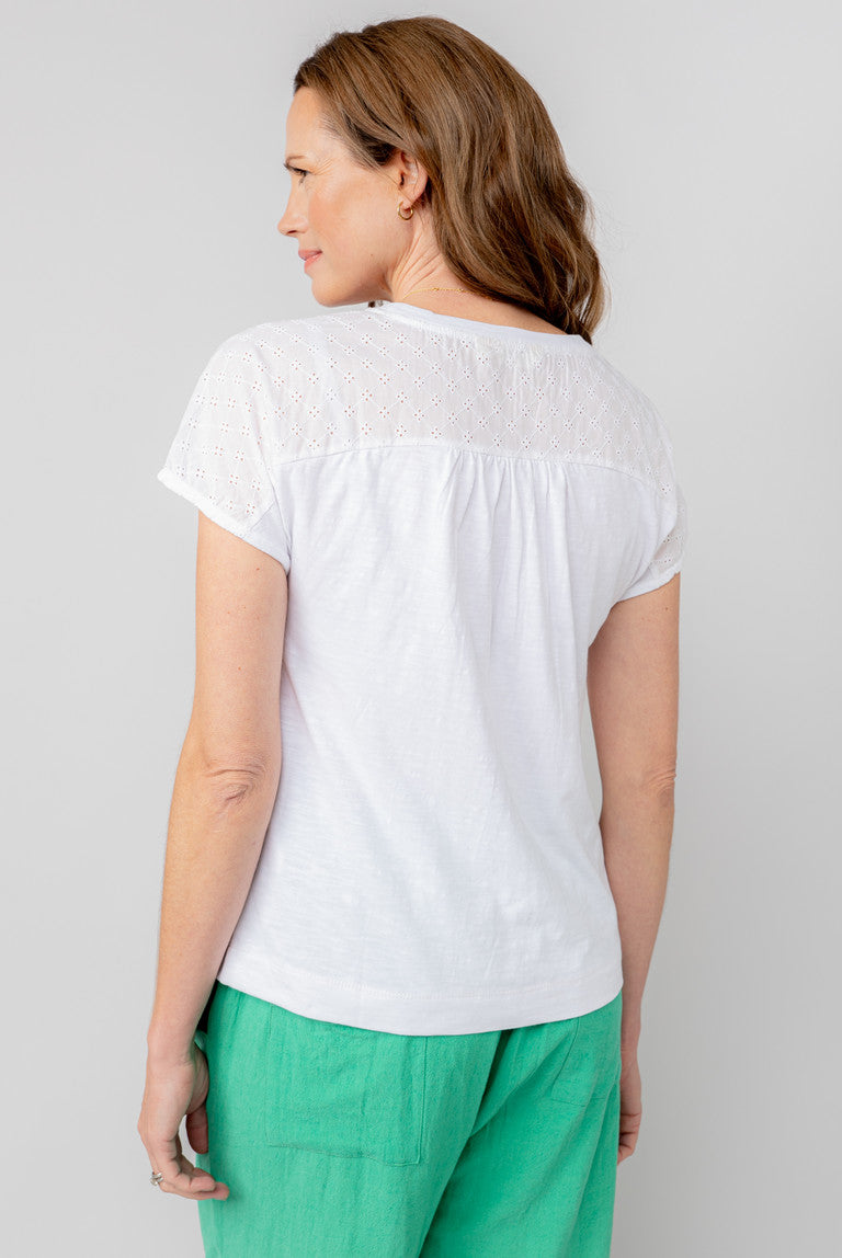 Lily & Me Vale Tee Broderie Plain White