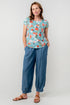 Lily & Me Sun And Shade Linen Blend Shell Top Ocean