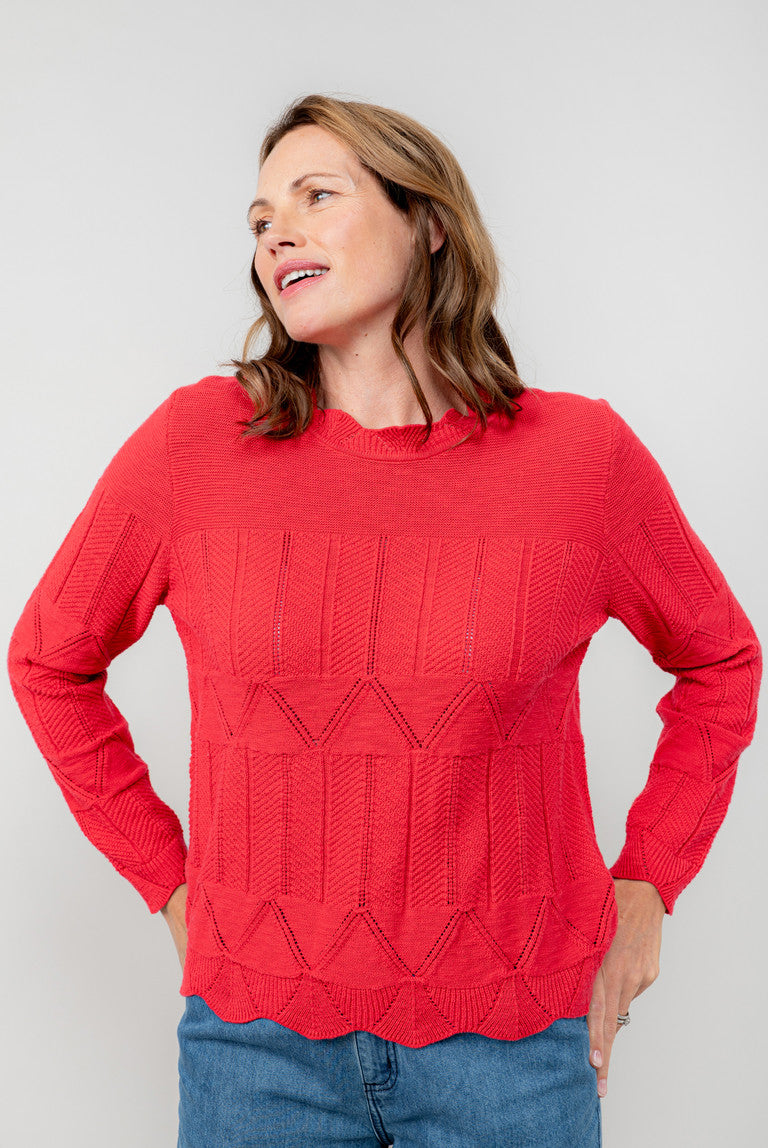 Lily & Me Rosie Pointelle Detail Jumper Cerise