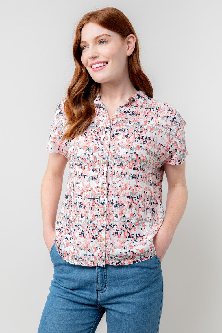 Lily & Me Saltgrass Shirt Ditsy Print White