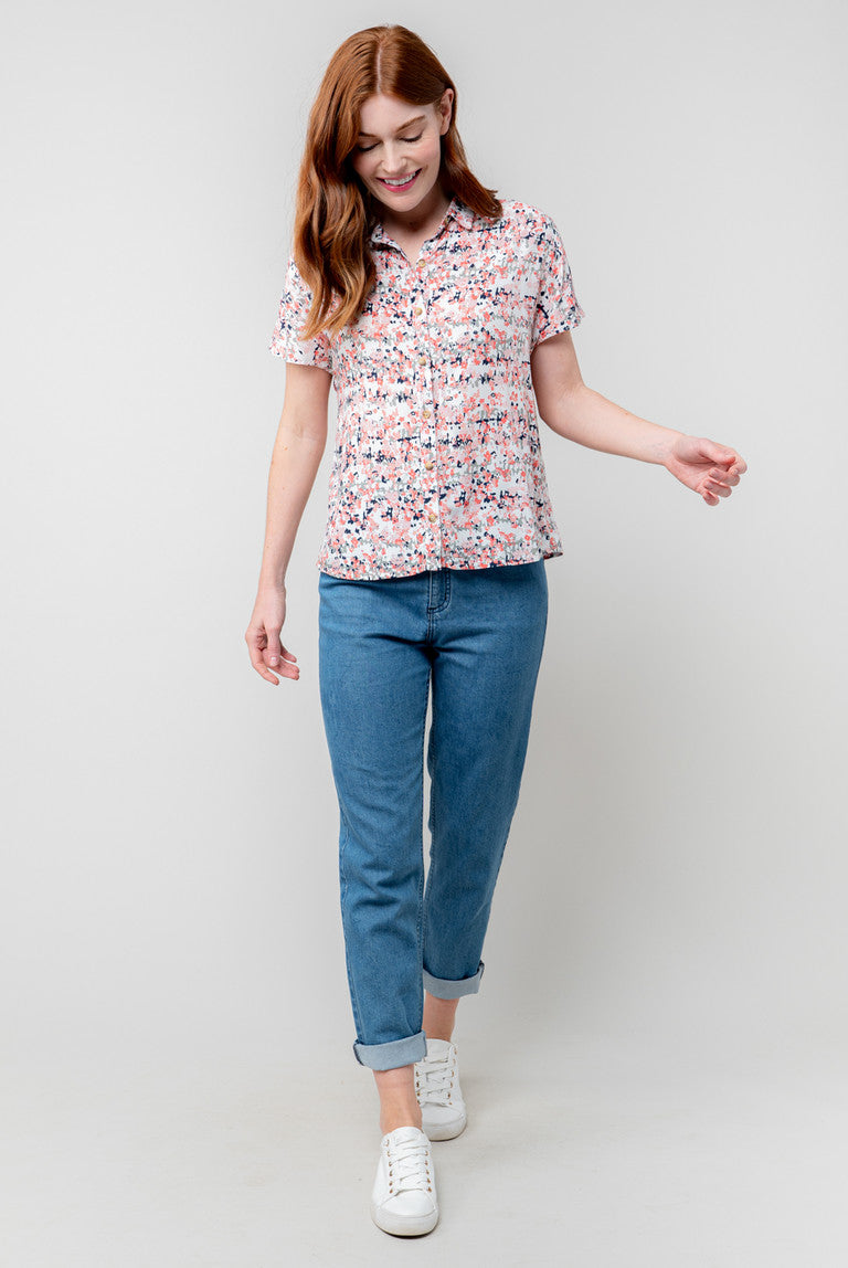 Lily & Me Saltgrass Shirt Ditsy Print White