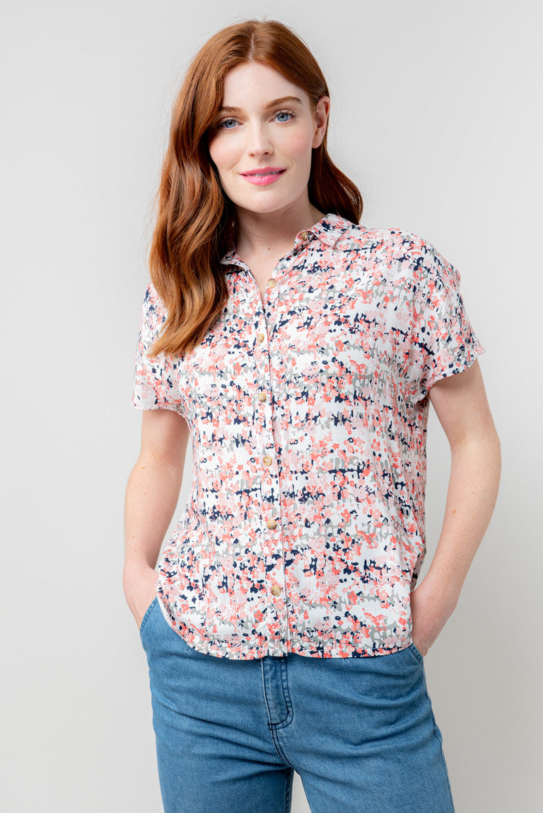 Lily & Me Saltgrass Shirt Ditsy Print White