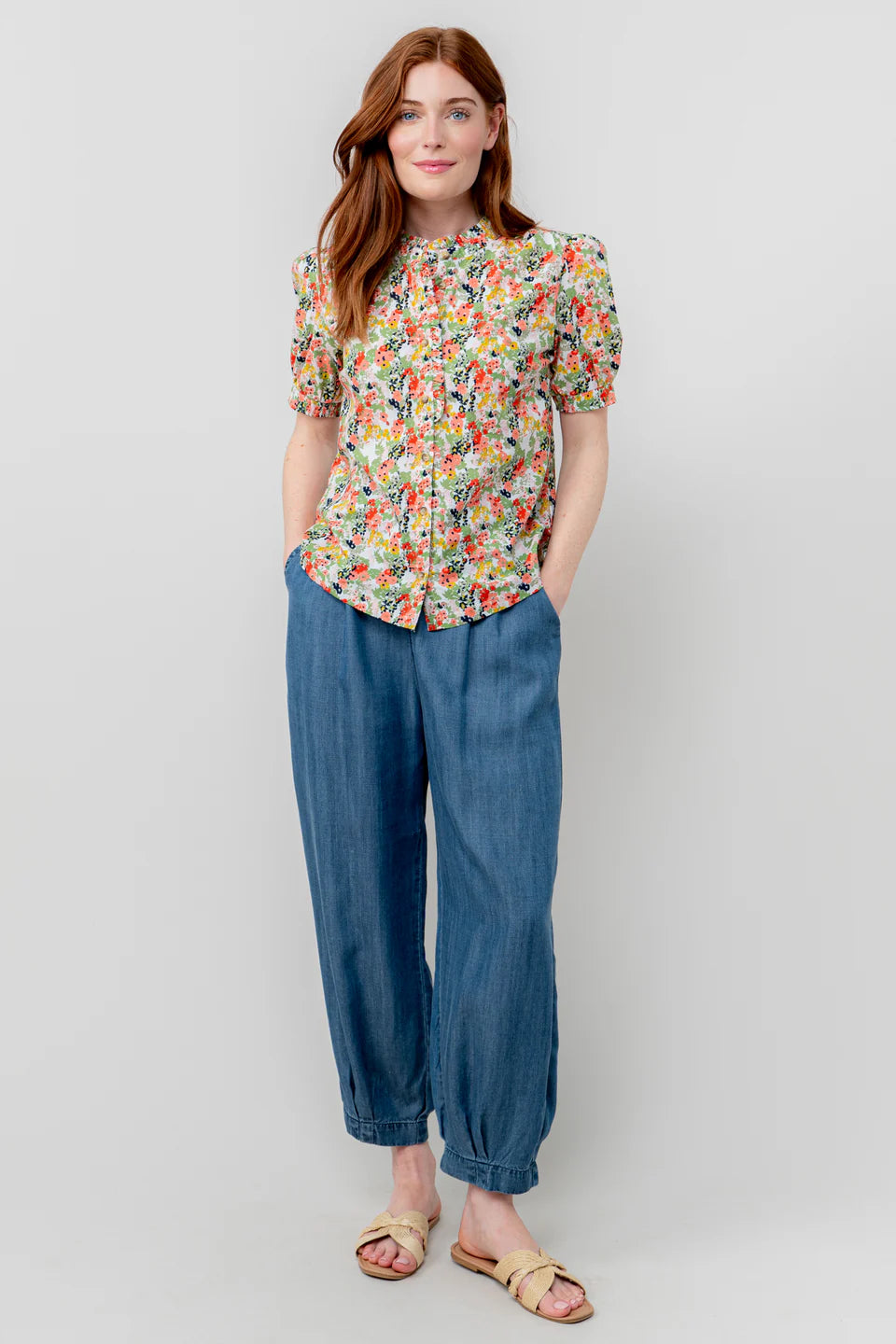 Lily & Me Ceris Organic Cotton Ditsy Print Blouse Mayflower White