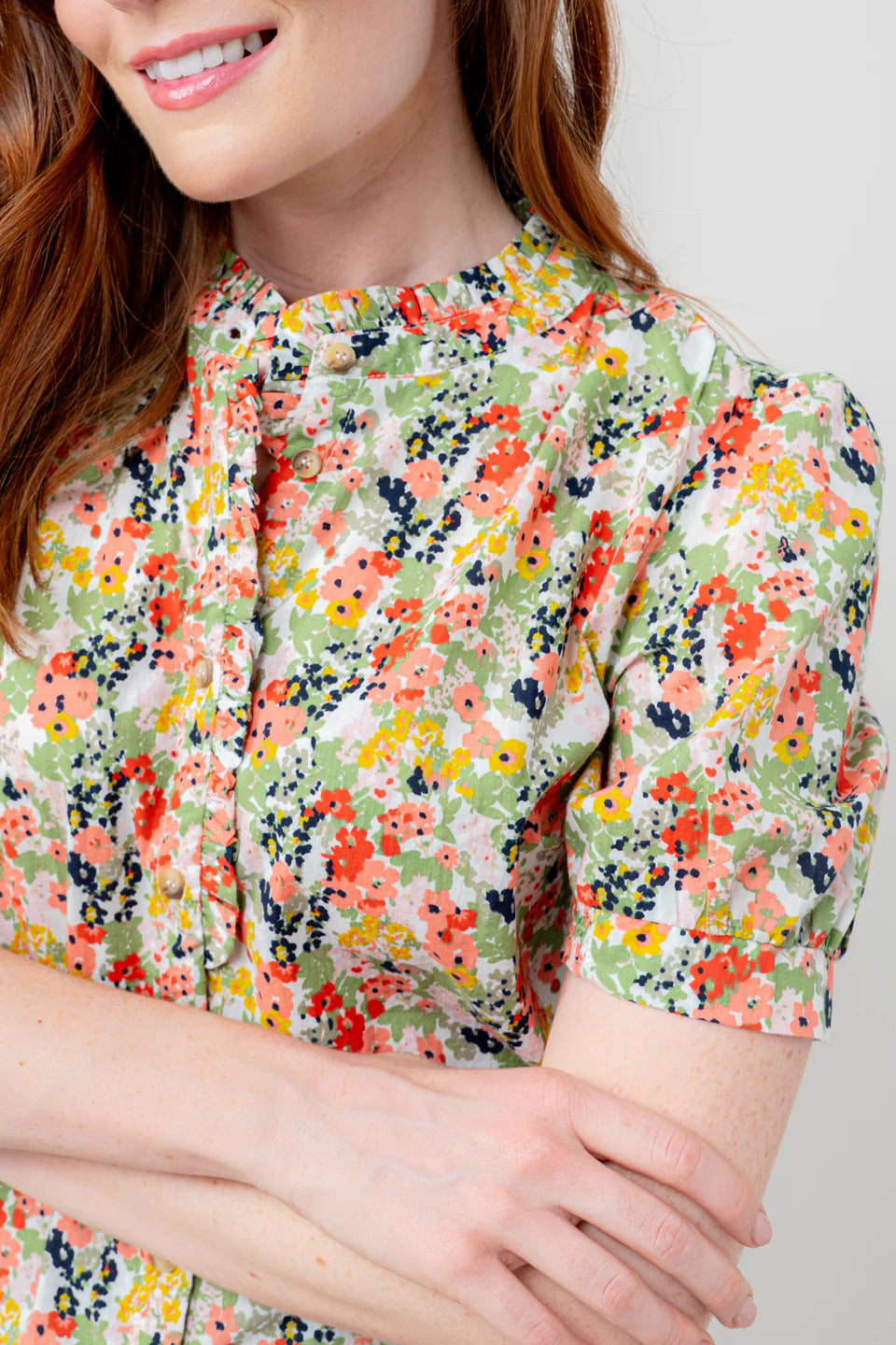 Lily & Me Ceris Organic Cotton Ditsy Print Blouse Mayflower White