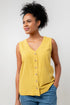 Lily & Me Allium Linen Blend Buttoned Vest Ochre