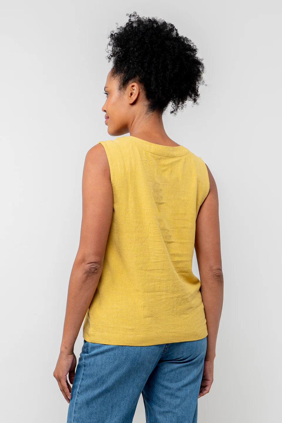 Lily & Me Allium Linen Blend Buttoned Vest Ochre