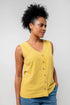Lily & Me Allium Linen Blend Buttoned Vest Ochre