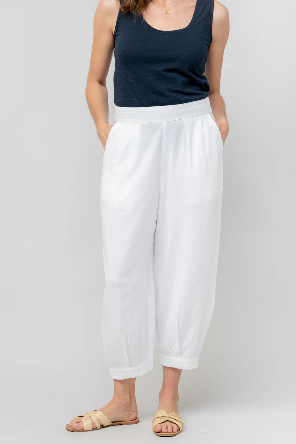 Lily & Me Sail Trouser Plain Linen White