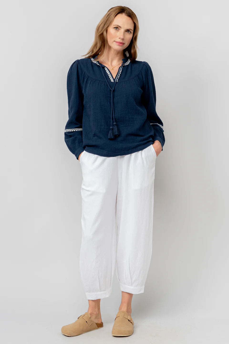 Lily & Me Sail Trouser Plain Linen White
