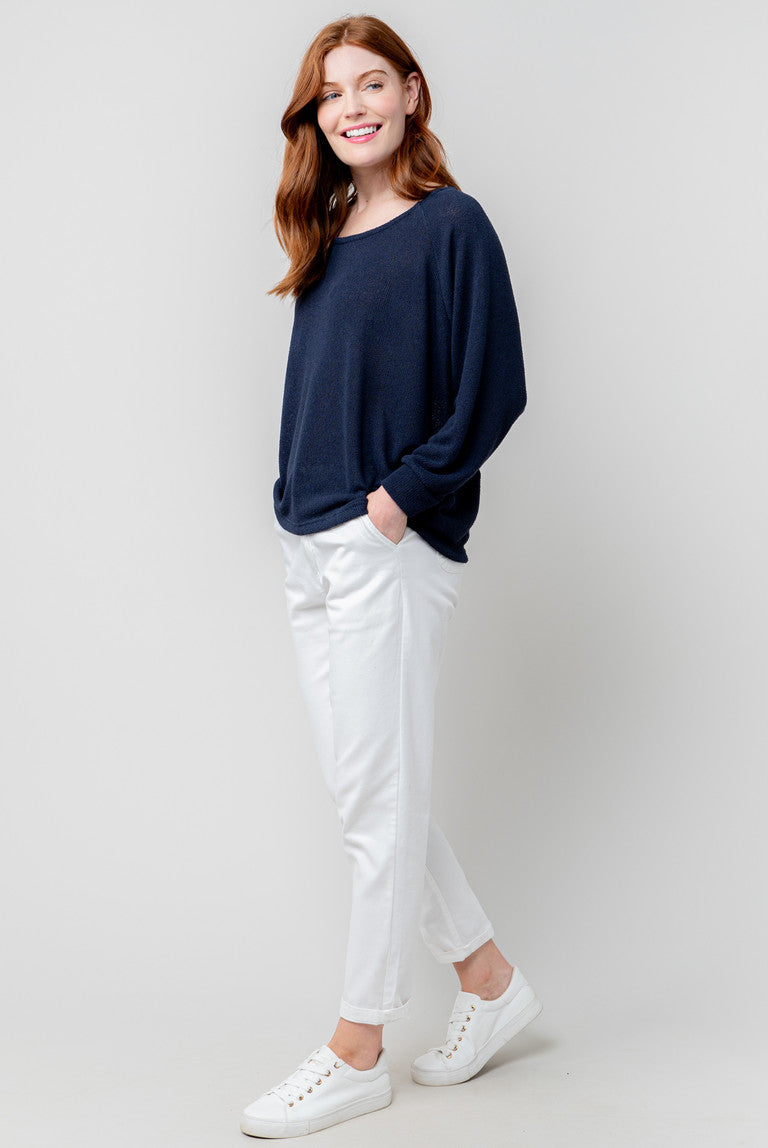 Lily & Me Laburnum Knitted Batwing Top Navy