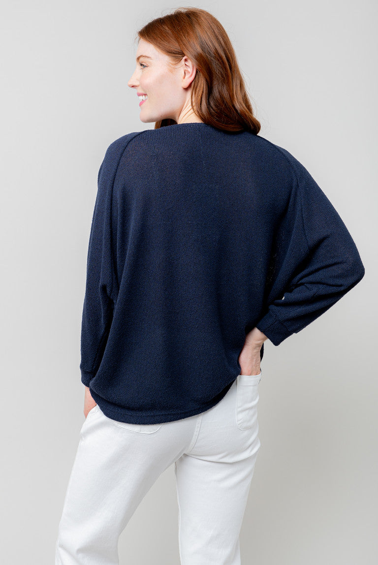 Lily & Me Laburnum Knitted Batwing Top Navy