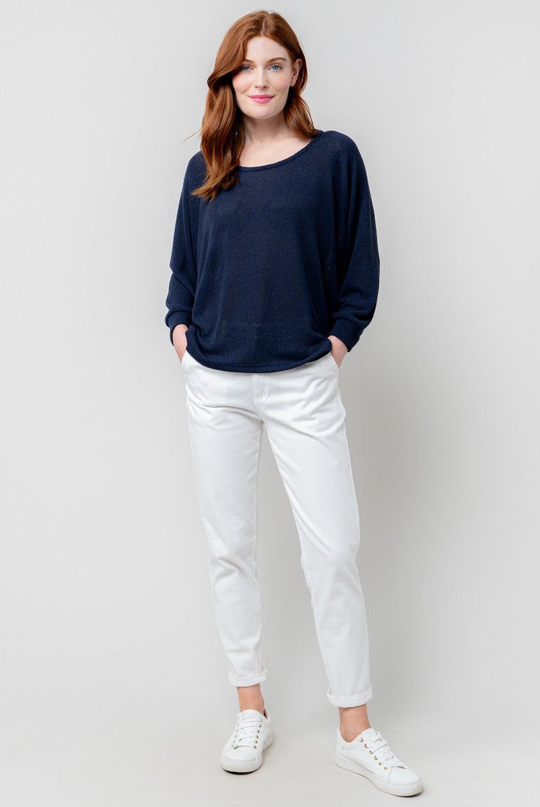 Lily & Me Laburnum Knitted Batwing Top Navy