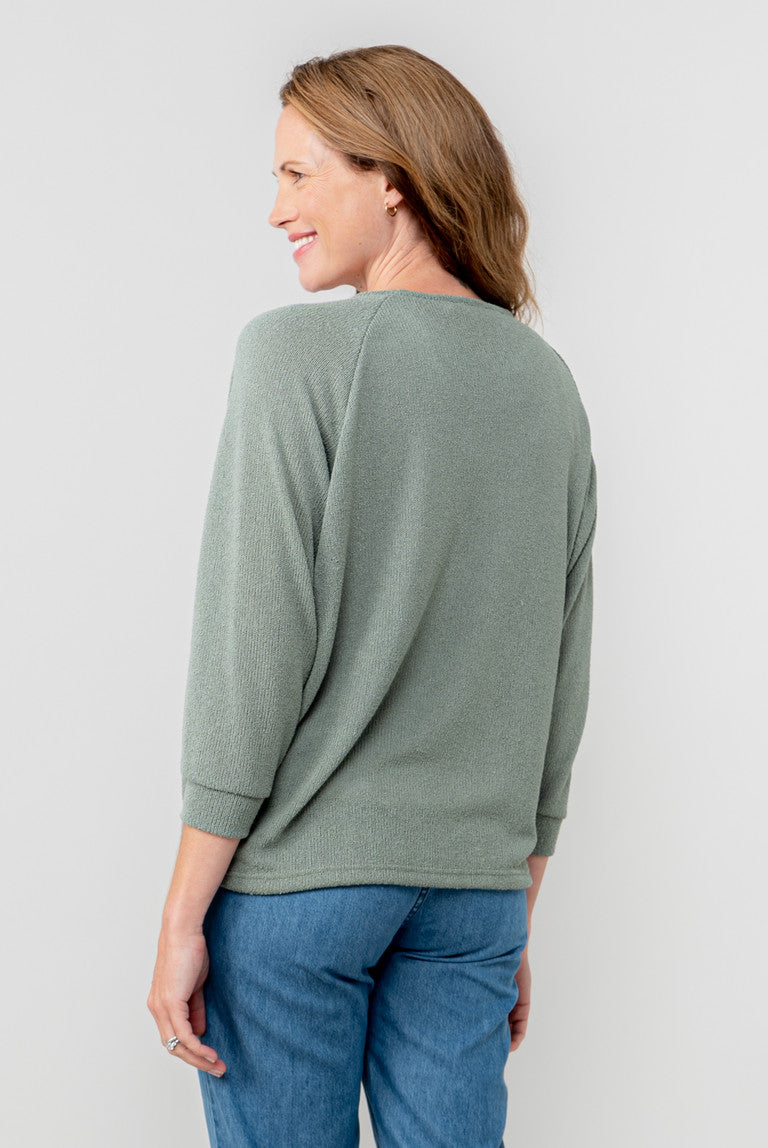 Lily & Me Laburnum Knitted Batwing Top Sage