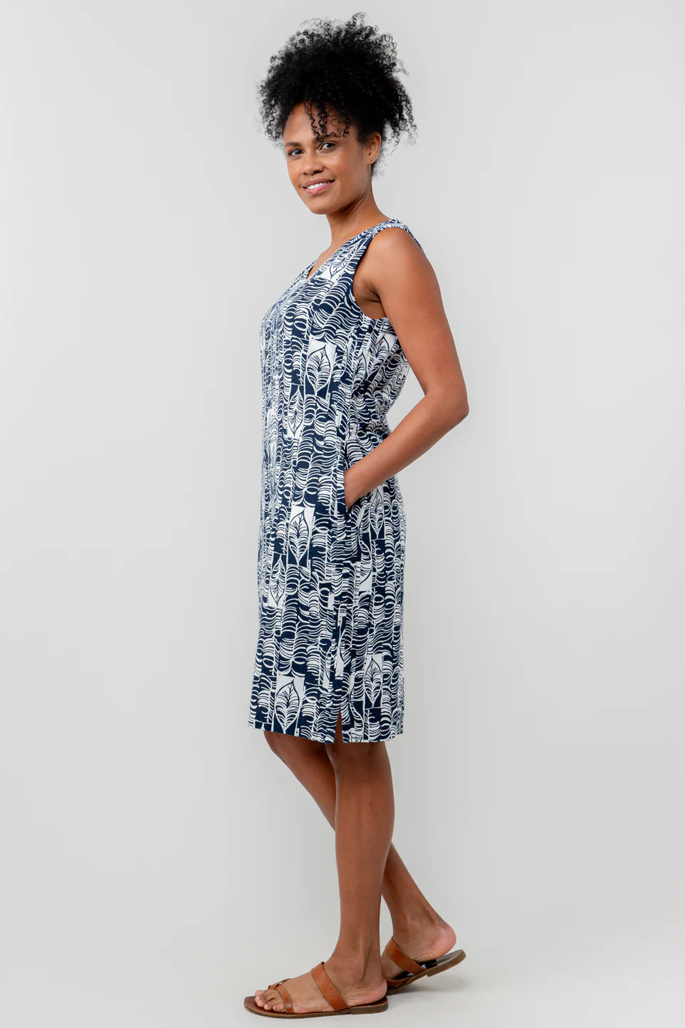 Lily & Me Laynie Sleeveless Linen Sun Dress Navy