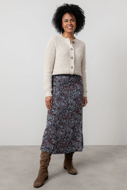 Lily & Me Lauren Floral Print Skirt Moondream Chocolate