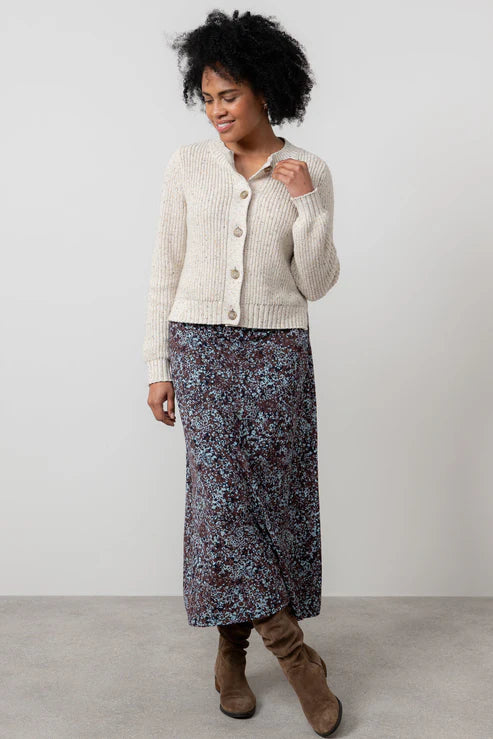 Lily & Me Lauren Floral Print Skirt Moondream Chocolate