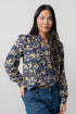 Lily & Me Wayfaring Frill Neck Blouse Clover Navy