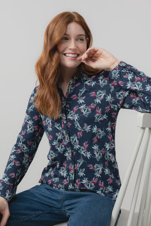 Lily & Me Bowbridge 100% Organic Cotton Shirt Foliage Navy