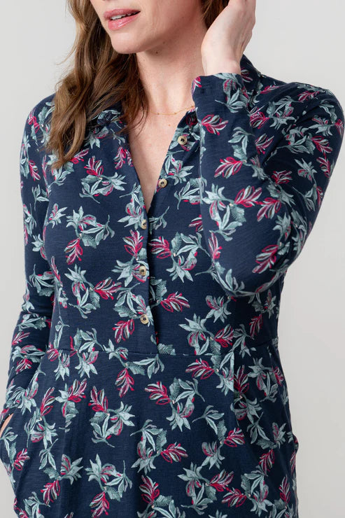 Lily & Me Elmore 100% Organic Cotton Dress Foliage Navy