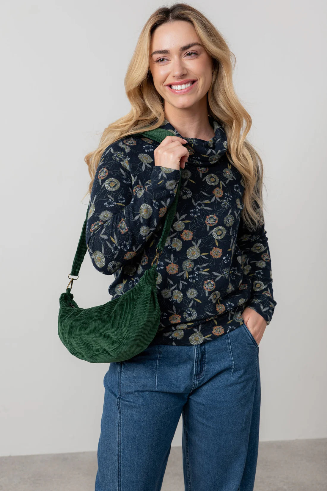 Lily & Me Relaxed Everyday Cowl Neck Jumper Budling Navy