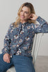 Lily & Me Rachel Frill Printed Blouse Navy