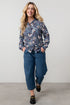 Lily & Me Rachel Frill Printed Blouse Navy