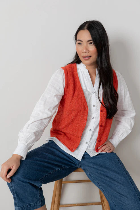 Lily & Me Marly Pointelle Knit Tank Red